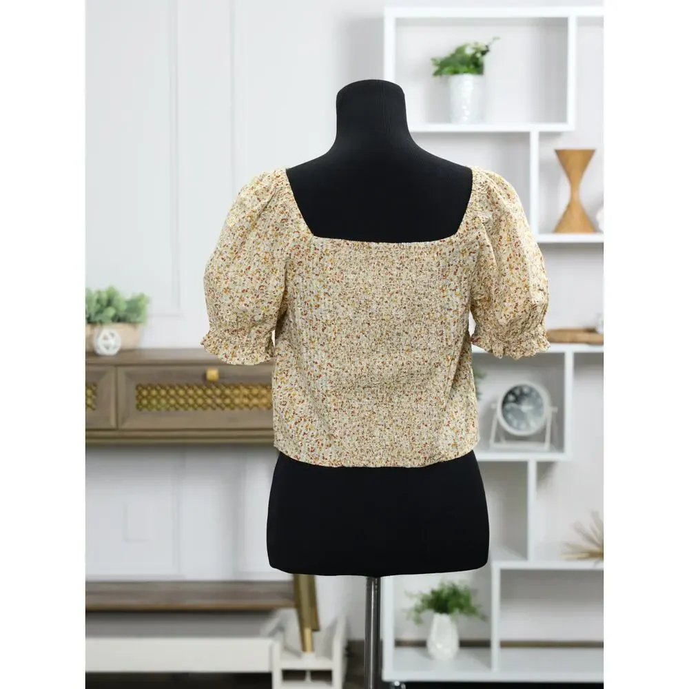 Madewell Bundle Floral Smocked Puff Sleeve Top Linen Blend Tank Boho Cottagecore